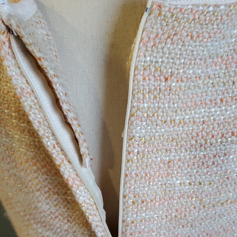 Elegant Sleeveless Beige Midi Tweed Dress Size M - Picture 7 of 13